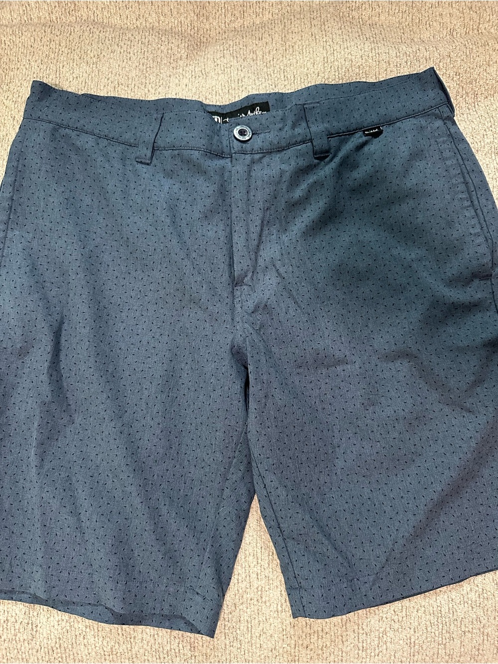Travis Mathew Navy Micro-Pattern Flat Front Shorts